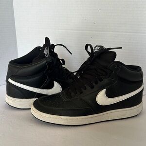 Nike Court Vision Mid Black/White Sneakers - Women's Size 8 - Classic Style